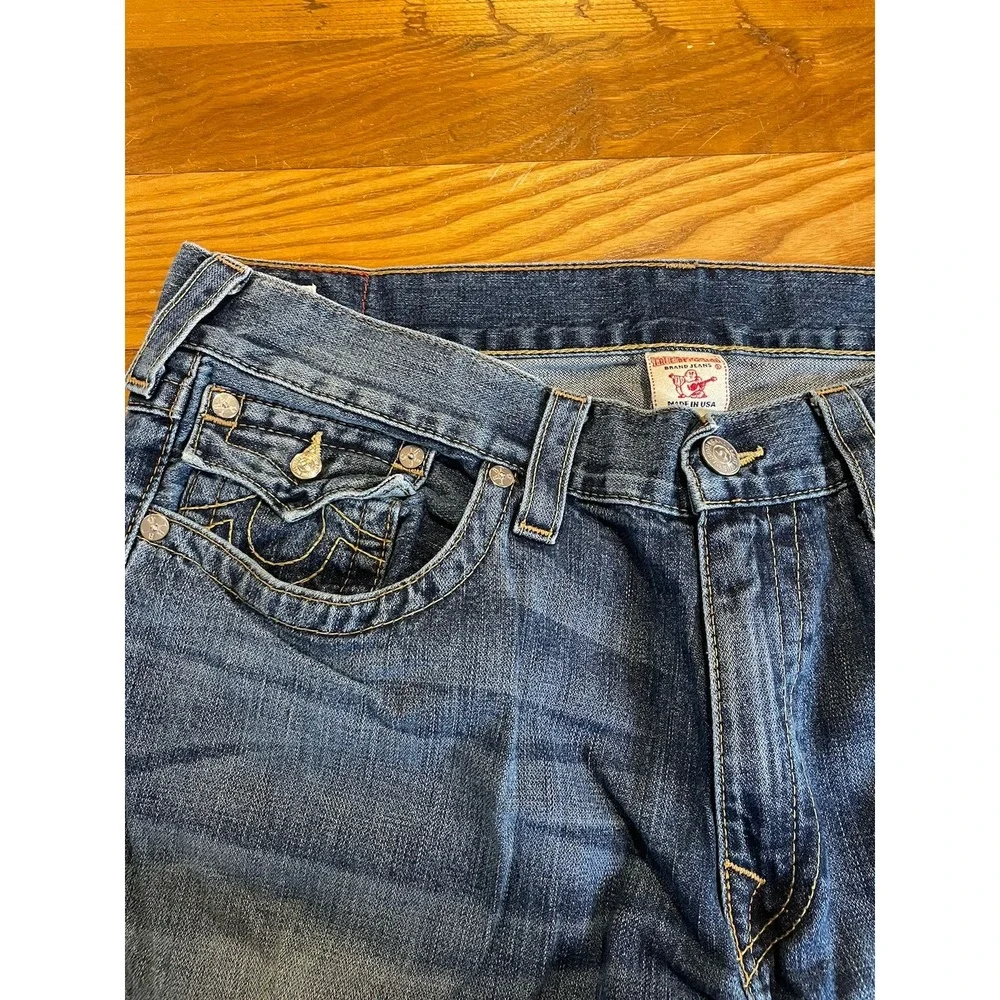 True Religion Jeans Mens 40x32 Ricky Relaxed Straight Leg Denim Medium Wash